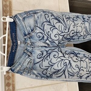 💙🩵 BOSTON PROPER Navy Embellished JEANS 🩵💙